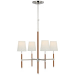 Bryant Wrapped Chandelier - Polished Nickel / Natural Leather / Linen