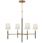 Bryant Wrapped Chandelier - Hand Rubbed Antique Brass / Chocolate Leather / Linen