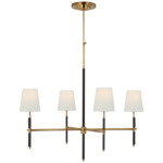 Bryant Wrapped Chandelier - Hand-Rubbed Antique Brass / Chocolate Leather / Linen