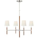 Bryant Wrapped Chandelier - Polished Nickel / Natural Leather / Linen