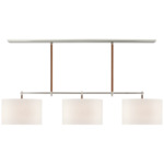 Bryant Wrapped Linear Pendant - Polished Nickel / Natural Leather / Linen