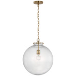 Katie Globe Pendant - Hand-Rubbed Antique Brass / Clear