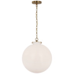 Katie Globe Pendant - Hand-Rubbed Antique Brass / White