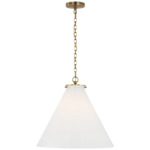 Katie Conical Pendant - Hand-Rubbed Antique Brass / White