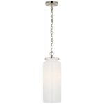 Katie Cylinder Pendant - Polished Nickel / White