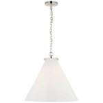 Katie Conical Pendant - Polished Nickel / White