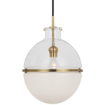 Maxey Pendant - Hand-Rubbed Antique Brass / Clear / White