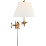 Dorchester Swing Arm Plug-in Wall Sconce - Antique-Burnished Brass / Linen