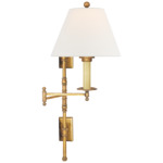 Dorchester Double Plate Swing Arm Wall Sconce - Antique Burnished Brass / Linen