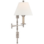 Dorchester Double Plate Swing Arm Wall Sconce - Antique Nickel / Linen