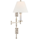 Dorchester Double Plate Swing Arm Wall Sconce - Polished Nickel / Linen