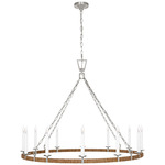 Darlana Wrapped Chandelier - Natural Rattan / Polished Nickel