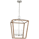 Darlana Wrapped Pendant - Polished Nickel / Natural Rattan