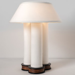 Pillaret Trio Table Lamp - Black / Walnut / Cream