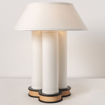 Pillaret Trio Table Lamp - Black / Maple / Cream