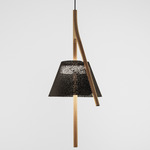 Cambo Tall Pendant - Light Wood / Black