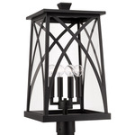 Marshall Outdoor Post Lantern - Black / Clear