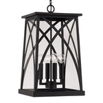 Marshall Outdoor Hanging Lantern - Black / Clear