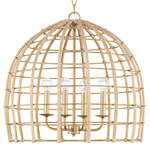 Wren Dome Pendant - Matte Brass / Rattan Brown