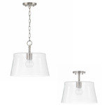 Baker Dual Mount Pendant - Brushed Nickel / Clear Seeded