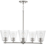 Baker Chandelier - Brushed Nickel / Clear Seeded