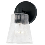 Baker Wall Sconce - Matte Black / Clear Seeded