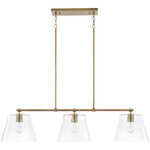 Baker Linear Pendant - Aged Brass / Clear Seeded