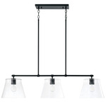 Baker Linear Pendant - Matte Black / Clear Seeded