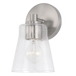 Baker Wall Sconce - Brushed Nickel / Clear Seeded