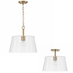 Baker Dual Mount Pendant - Aged Brass / Clear Seeded