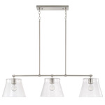Baker Linear Pendant - Brushed Nickel / Clear Seeded