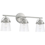 Madison Bathroom Vanity Light - Brushed Nickel / Clear Seeded