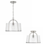 Madison Dual Mount Pendant - Brushed Nickel / Clear Seeded