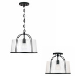 Madison Dual Mount Pendant - Matte Black / Clear Seeded