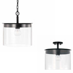 Mason Dual Mount Pendant - Matte Black / Clear