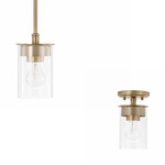 Mason Dual Mount Pendant - Aged Brass / Clear