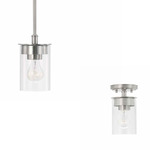 Mason Dual Mount Pendant - Brushed Nickel / Clear