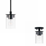 Mason Dual Mount Pendant - Matte Black / Clear