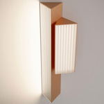 Stick Double Wall Light - Satin Copper / Clear Ribbed