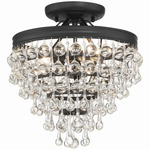 Calypso Semi Flush Ceiling Light - Matte Black / Clear