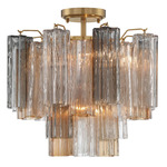 Addis Semi Flush Ceiling Light - Aged Brass / Autumn