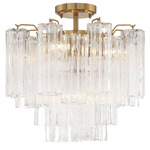 Addis Semi Flush Ceiling Light - Aged Brass / Clear