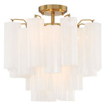 Addis Semi Flush Ceiling Light - Aged Brass / White
