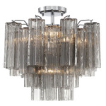 Addis Semi Flush Ceiling Light - Polished Chrome / Smoke