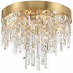 Winfield Ceiling Flush Light - Antique Gold / Crystal
