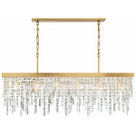Winfield Linear Chandelier - Antique Gold / Crystal