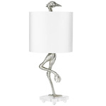Ibis Table Lamp - Silver Leaf / White Linen