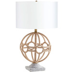 Basilica Table Lamp - Aged Brass / White Linen