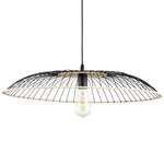 Parasol Pendant - Matte Black / Rattan