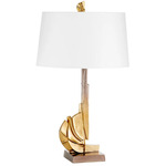 Crescendo Table Lamp - Antique Brass / White Linen